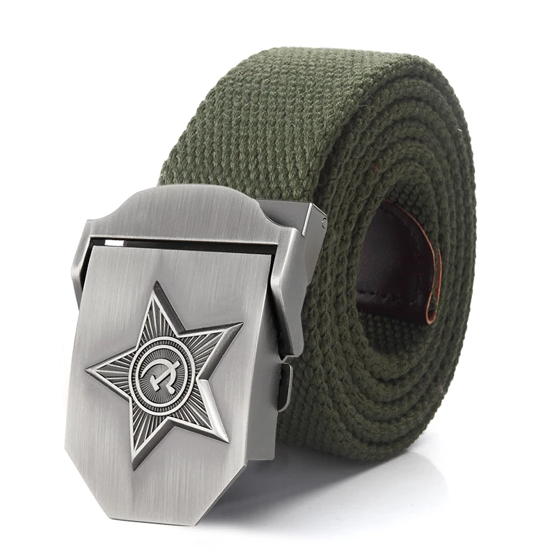 SupSindy Men&Women Canvas Belts 3D Five Rays Star Army Military Tactical Belt CCCP Patriotic Soldiers Male Strap Jeans Waistband