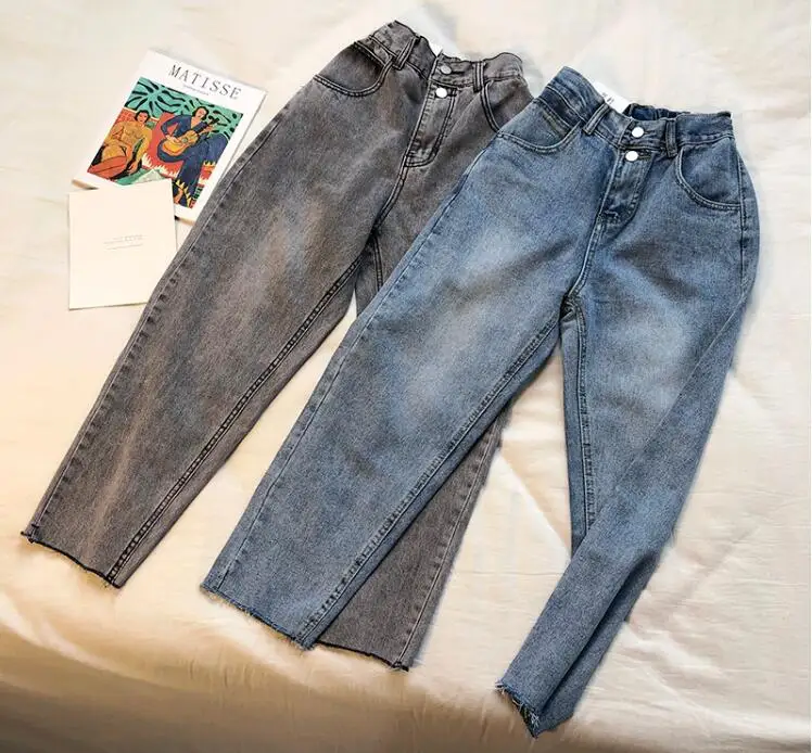 Повседневные джинсовые брюки с эластичной резинкой на талии в стиле ретро