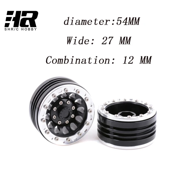 Best Price 4p Free shipping RC car 1/10 1.9 inch climbing simulation lock tire metal 54mm diameter 27mm wide wheel hub RC4WD D90 SCX10 CC01