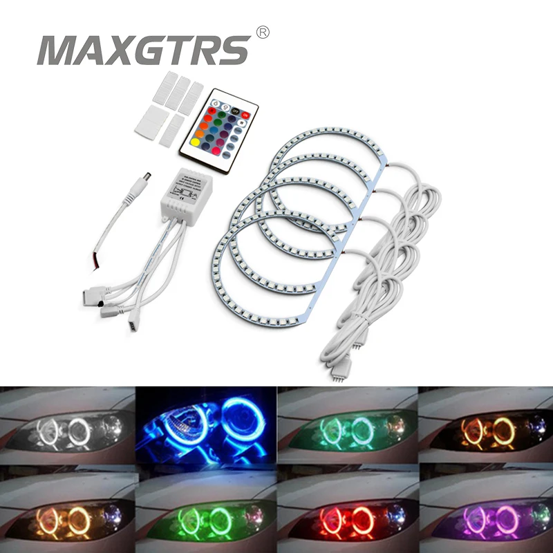 2x146 мм + 2x131 5050 42SMD RGB Светодиодная лампа ангельские глазки с Halo кольцевым пультом