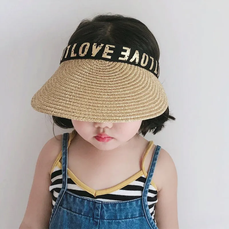 

2019 NEW Yellow Gold&Silver Hat Summer Strawhat Cap for Adult&Kids Letter Sun Cap Beach flat Cap Hat for Female Family Look