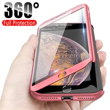 Роскошный 360 полный защитный чехол для телефона для iPhone 6 6s 7 8 Plus Coque чехол для iPhone 11 Pro XS чехол для MAX XR 5 5S крышка со стеклом