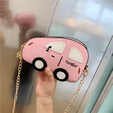 Детская милая сумка-мессенджер с мультяшным автомобилем, модная однотонная мини-сумка из искусственной кожи на молнии с цепочкой для девочек, маленькие сумки через плечо для мальчиков