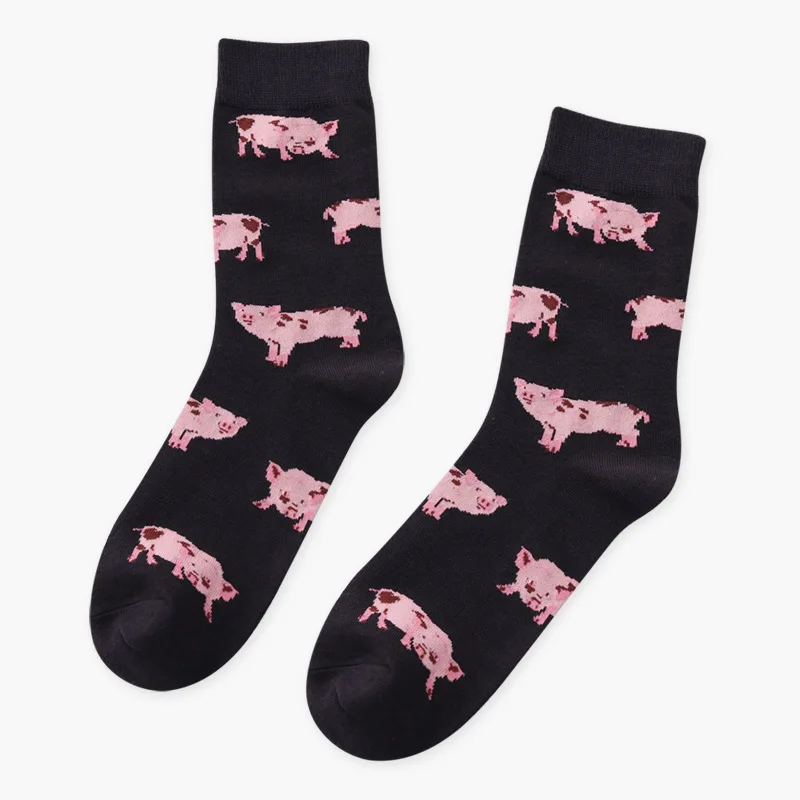 Одна пара милых носков с рисунками животных для женщин и мужчин, хлопковые мягкие дышащие короткие носки, короткие носки с принтами забавных собак, кошек, свинки - Цвет: Gray Pig