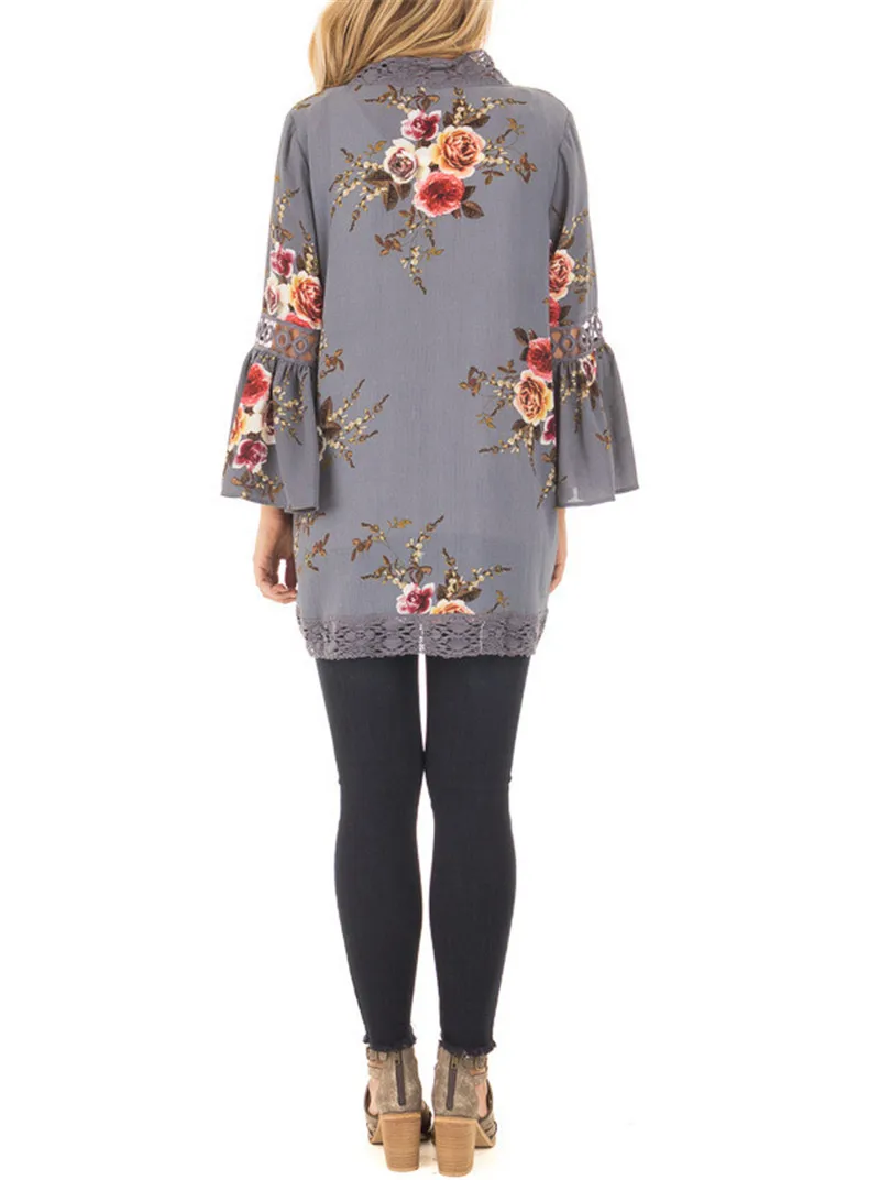 Gladiolus 2019 Spring Womens Tops And Blouses Loose Floral Print Flare Sleeve Lace Women Kimono Cardigan Summer Shirts Plus Size (68)
