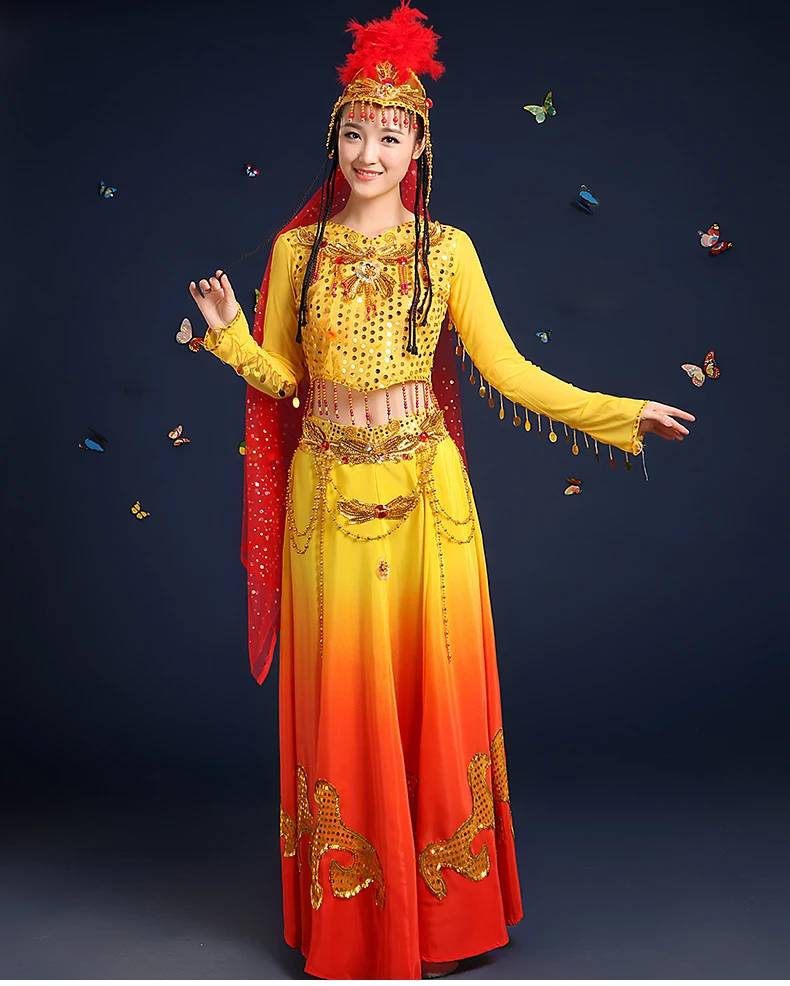 New Fashion Xinjiang Uighur Ethnic Dance solo stage performance minority dance costumes Chinese folk dance wear Uighur clothing