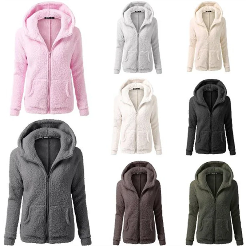 

Fashion casual plush jacket Coat Women 2019 Autumn Winter Warm Soft Zipper Jacket Female Plush Overcoat Outerwear Dropshopping