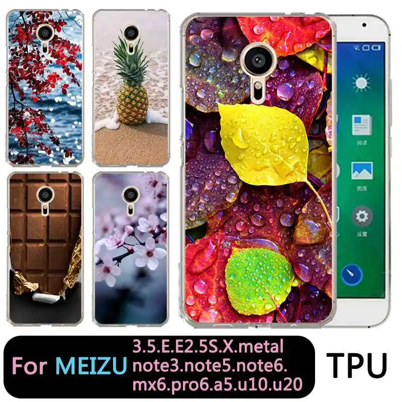 QMSWEI TPU Soft Phone Case For Meilan MX6 pro6 u20 E2 m3 M5 M5s metal Note3 U10 Clear Flora Chocolate Leaf Cover Free Shipping |