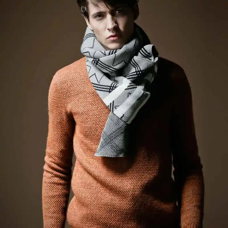 Fashion Pattern Scarf Men Geometric Patchwork font b Tartan b font Foulard Bufandas Men Luxury Brand