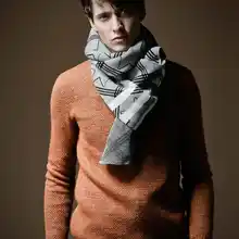 Fashion Pattern Scarf Men Geometric Patchwork Tartan Foulard Bufandas Men Luxury Brand Casual Scarf YJWD859