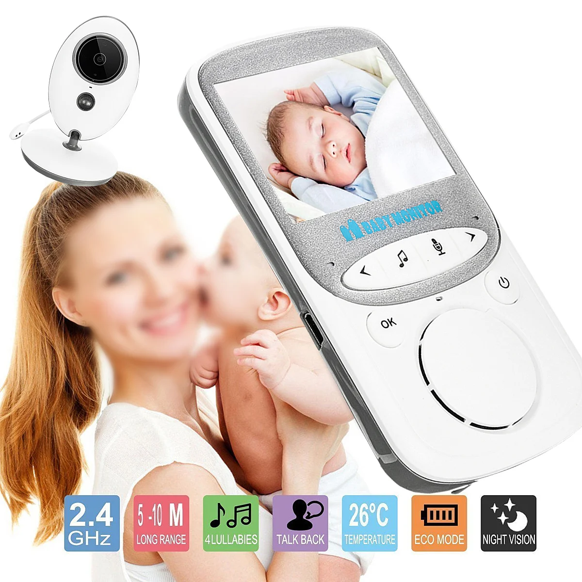 

2.4 Inch Digital Wireless Night Vision Baby Monitor Home LCD Audio Video Security Baby Camera Talk Temperature Monitor For Mom