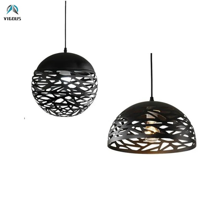 الشمال وفت الجوف المعادن e27 led قلادة ضوء 3 أنماط الأسود/أبيض مصباح معلق بريقا داخلي تعليق مصباح طاولة