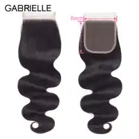 Gabrielle บราซิล Wave Remy 6x6 ปิดลูกไม้สีธรรมชาติ 8-20 นิ้ว 100% Human Hair ปิดจัดส่งฟรี