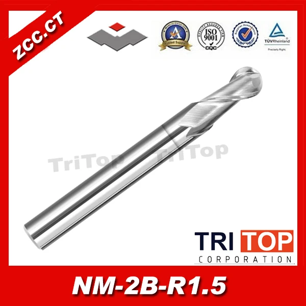 

ZCC.CT NM-2B-R1.5 Solid Carbide 2 flute ball nose end mills with straight shank milling cutter