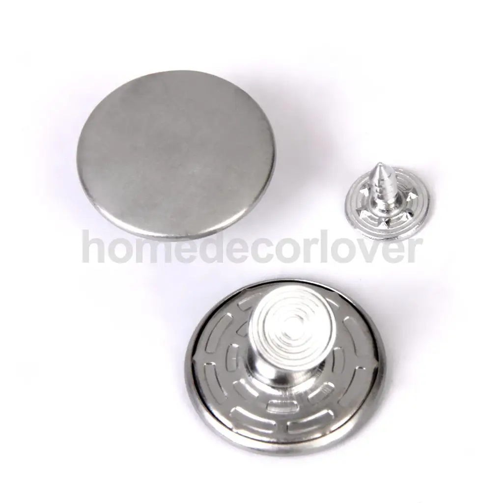 Matte Silver Silver 12 Sets Jean Tack Buttons Metal Replacement Kit 