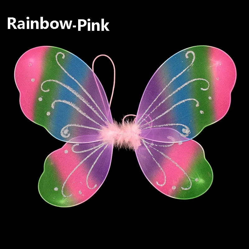Rainbow Pink 1 шт./партия, Размеры 35*42 см, разноцветные, 10 цветов, для детей, для девочек, принцесса, фея, милые маленькие крылья бабочки, праздничный костюм, аксессуары - Цвет: Rainbow Pink