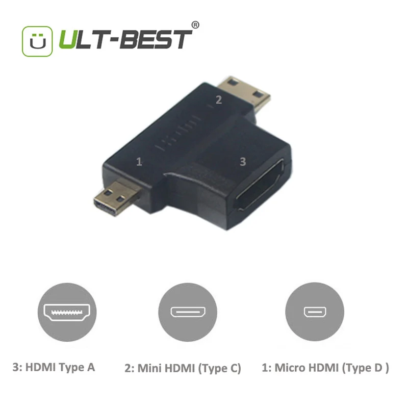 ULT-Best 3 в 1 HDMI адаптер Combo Micro Male Mini to Female Конвертер Разъем 1080P | Электроника