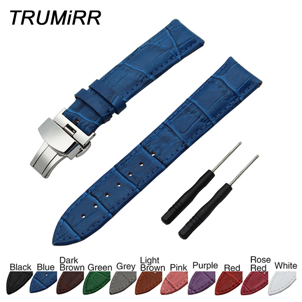 

20 22 24mm Genuine Leather Watch Band Butterfly Buckle Strap for Garmin Vivoactive HR Fenix 5S 5 Epix Croco Grain Wrist Bracelet