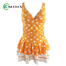 MUOLUX, сексуальный танкини, купальник, платье, Ретро стиль, в горошек, купальник для женщин, пуш-ап, открытая спина, купальник, юбка размера плюс, женский