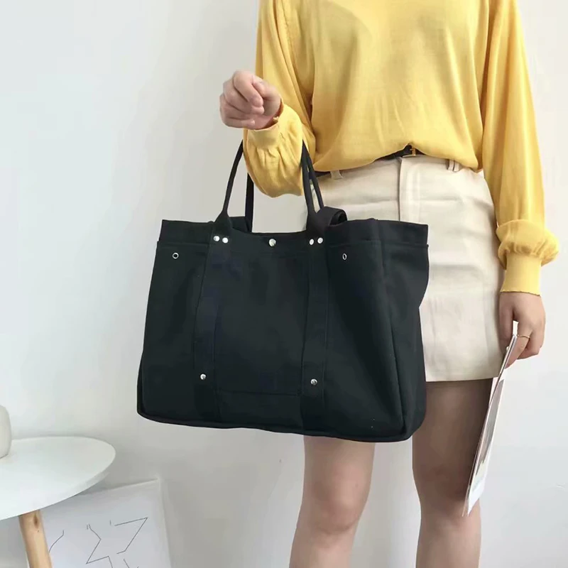 

2019 New Canvas Cotton Bags Women Handbags Ladies Big Tote Bags Reusable Beach Bags Casual Crossbody Shoulder Bag Whole Sale