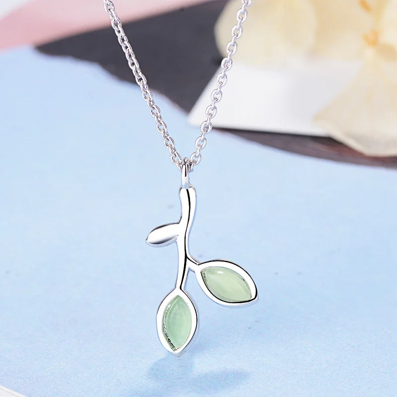 plant silver necklace jewelry  (3)