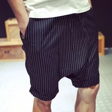 Gd винтажная мужская одежда модный ремень висячий промежность брюки вертикальная полоса свободные тренд повседневные брюки Капри