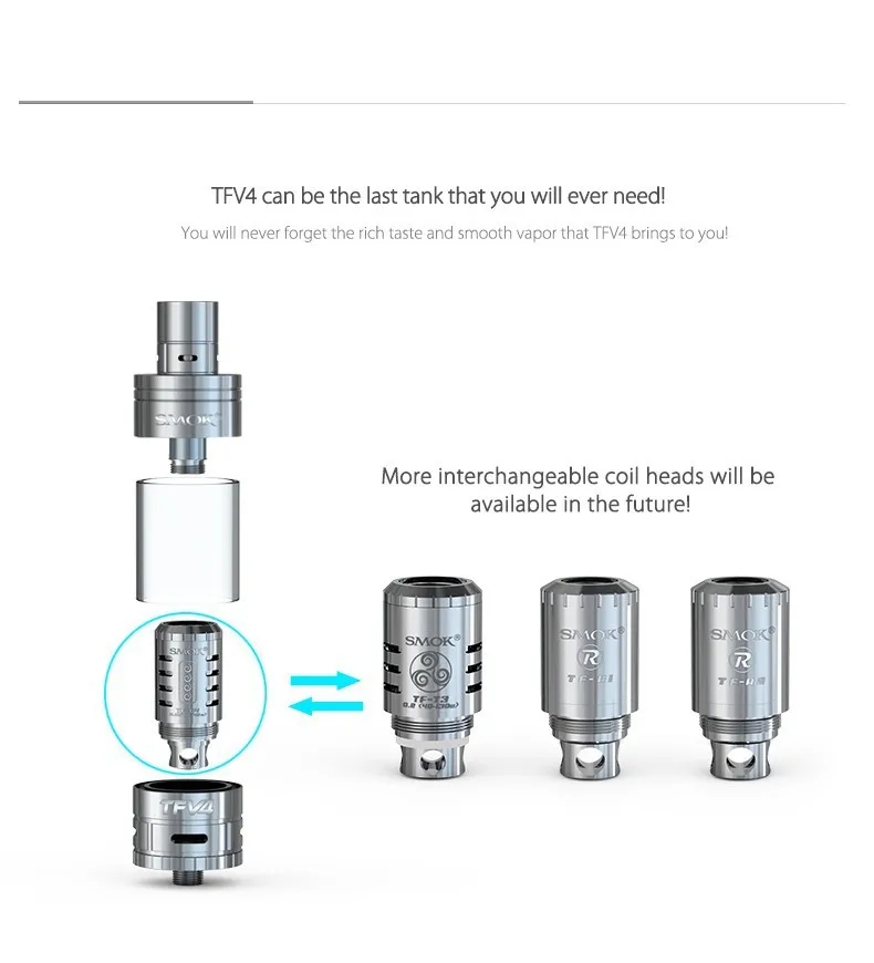 Атомайзер для электронных сигарет, SMOK, TFV4, атомайзер TFV8, детский вейп, ручка, коробка, мод, Танк против TFV8 TFV12, Melo 3, атомайзер с верхним наполнением, S026