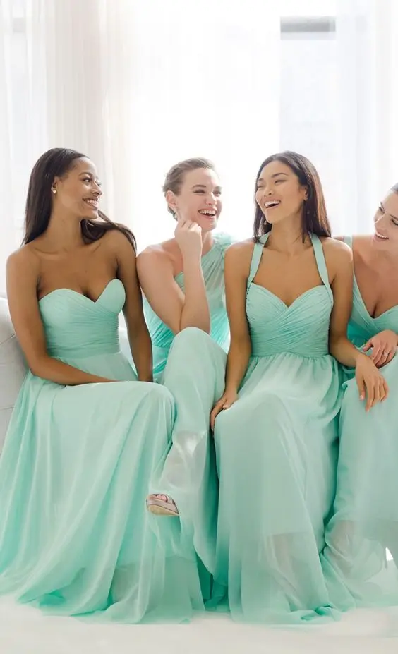 2017 Elegant Mint Bridesmaid Dress Different Style New Arrival A line ...