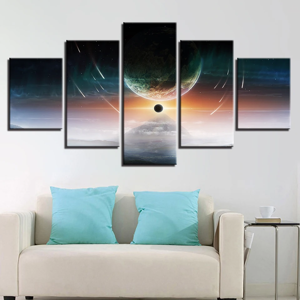 

Abstract Canvas Pictures Modular Poster 5 Pieces HD Printing Universe Planets Scenery Painting Living Room Wall Decor Art Framed