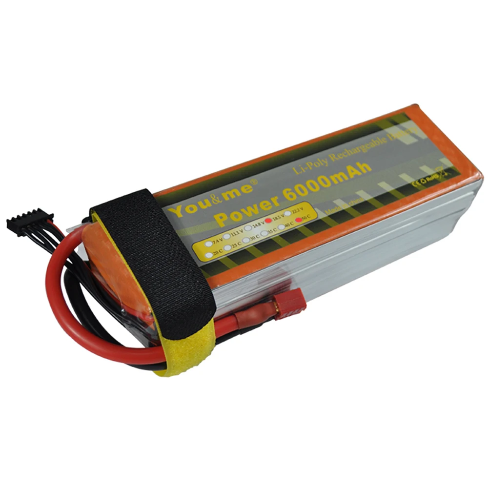 

Youme RC Battery 6000mAh 18.5V 50C Max 100C 5S LiPo Battery For Helicopters Boats Cars Quadcopter