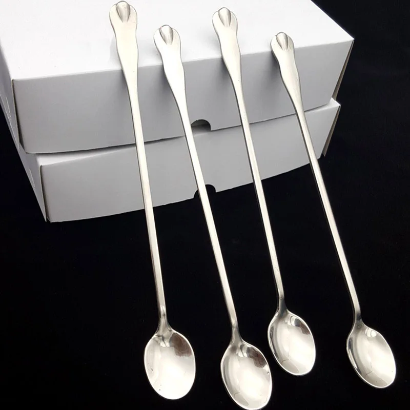 Stainless Steel Lengthen Ice Spoons Coffee ice cream dessert spoon 20cm