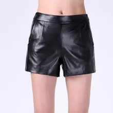 Модные брендовые женские шорты из натуральной кожи черные женские s однотонные Роскошные средняя талия обычные карманы сексуальные мини короткие большие размеры