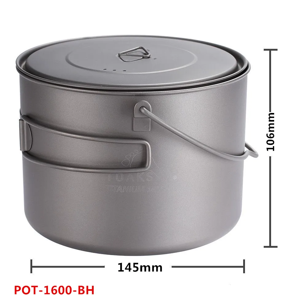 TOAKS al aire libre Ti Camping senderismo utensilios de cocina Picnic colgar olla ultraligero de titanio olla 1600 ml TOAKS al aire libre Ti Camping senderismo utensilios de cocina Picnic colgar olla ultraligero de titanio olla 1600 ml