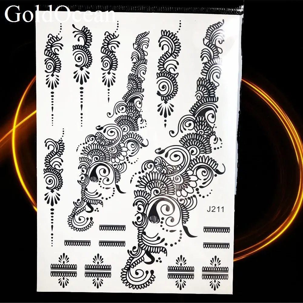 Одноразовые черные серьги Henna Mandala водостойкая тату наклейка для девушек на шею