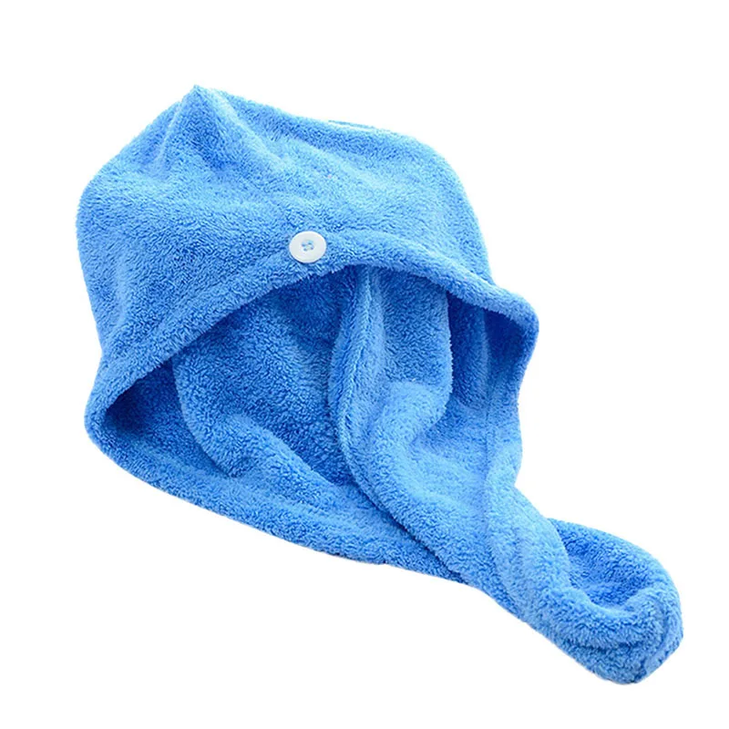 Домашняя женская ванная комната супер абсорбент быстросохнущая бархатная ткань для волос Полотенце для ванной сухая шапочка однотонное полотенце - Цвет: blue