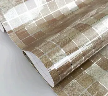 

New Arrive Anti Oil Wallpaper Mosaic Gray Aluminum Foil for Kitchen High Temperature Resistant Bath Waterproof Wallpaper