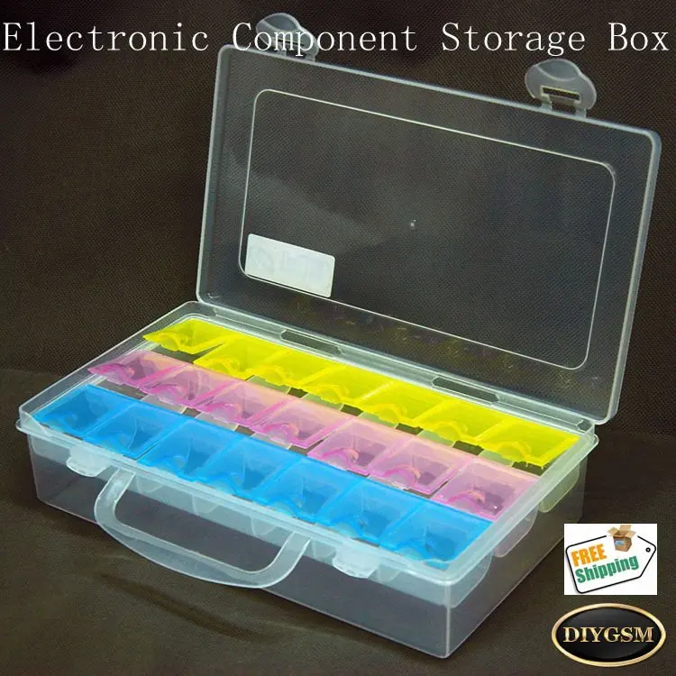 Electronic Components Storage Box, 21 lattice/blocks, Large space