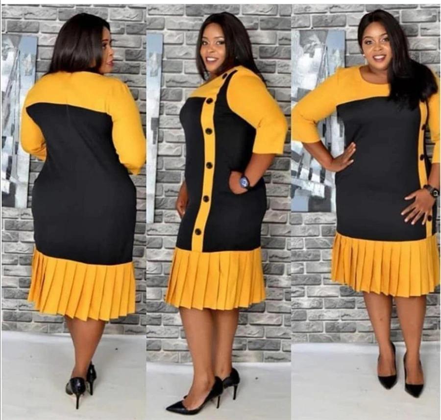 GuyuEra новое африканское женское платье, круглый вырез, средний рукав, принт, плиссированное трапециевидное платье
