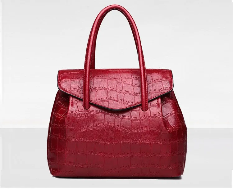 MJ Women Handbag Alligator PU Leather Shoulder Bag Female Large Capacity Top-Handle Bags Luxury PU Leather Tote Messenger Bag (22)