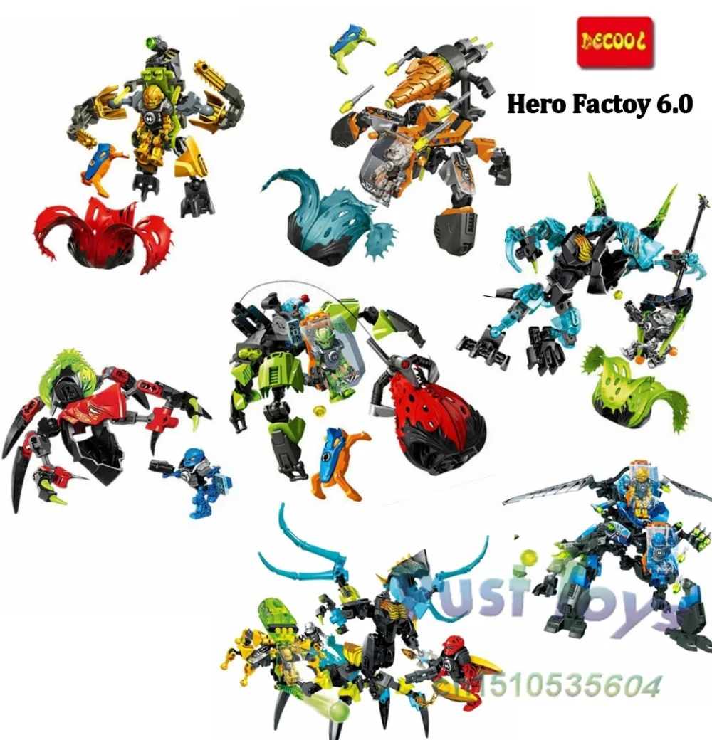 

Hero Factory 6.0 Rocka Crawler Robot Tunneler Beast vs Surge Cystal Beast can be 3 in 1 brick compatible brick Block Toys
