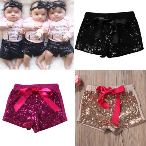 6M 5Y Infant Toddler Baby Kids Girl Shorts Fashion Bowknot Sparkle