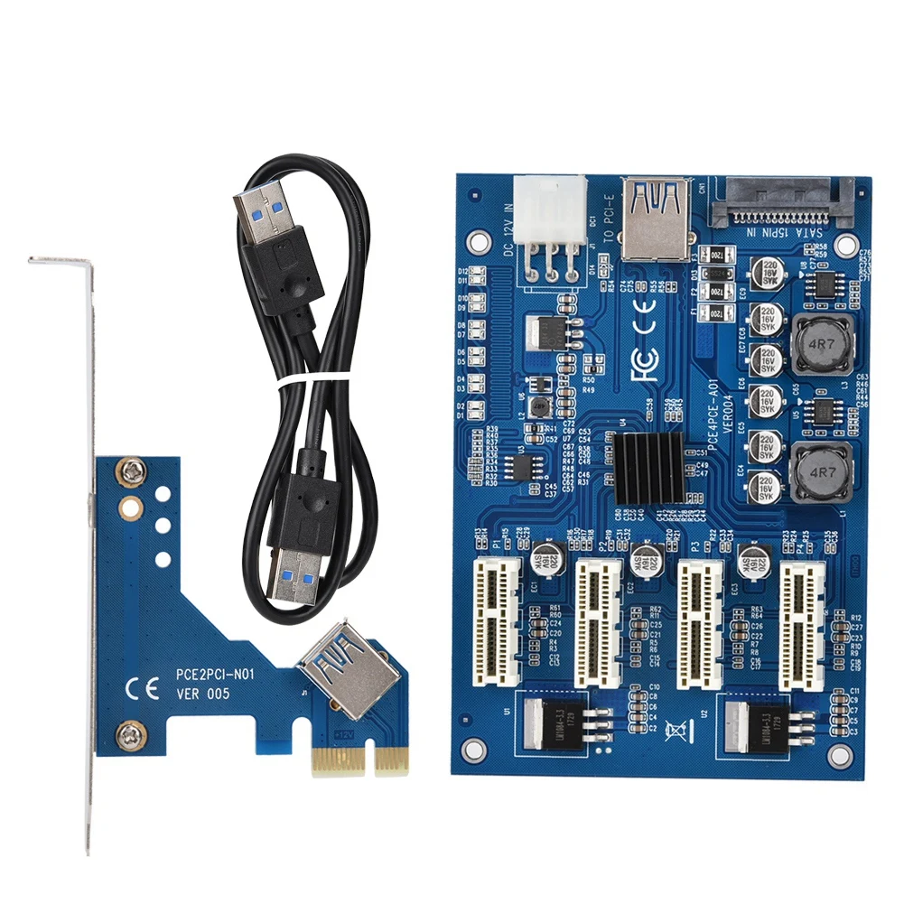 Высокое качество компьютерная шина PCI-E 1X для 4X PCIe USB3.0 конвертер удлинитель адаптер карты расширения Комплект для WINDOWS