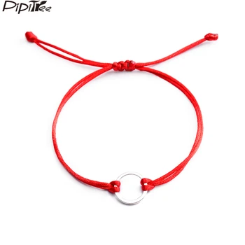 Pipitree Simple All-Match 10 Colors Round Circle Bracelet Lucky Red String Bracelets & Bangles for Women Kids Handmade Jewelry