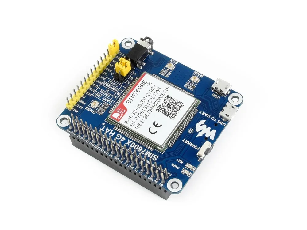 Шляпа Waveshare 4G/3g/2G/GSM/GPRS/GNSS для Raspberry Pi на основе SIM7600E-H LTE CAT4 для Юго-Восточной Азии/Западной Азии/Европы/Африки