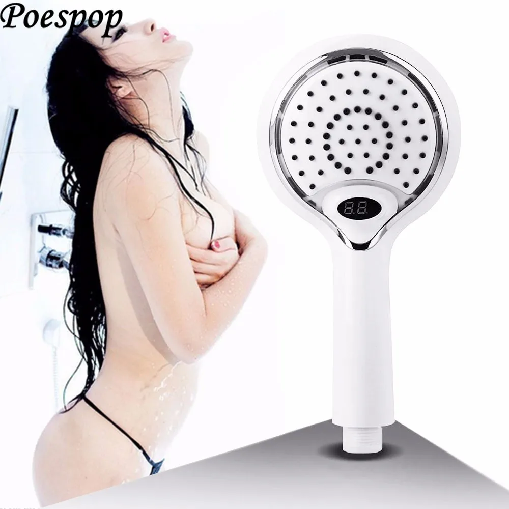 POSEPOP Led Handheld Shower Head.3 Colors head With Temperature Digital Display.Water Powered LCD Spray | Обустройство дома