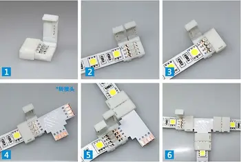 

[Seven Neon]Free shipping 200pcs T,L,+ shape 4PIN 10mm FPC 5050 RGB led strip connector