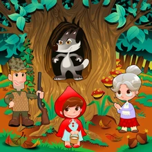 Классический фон для фотосъемки с изображением Красной Шапочки сказочного мультфильма с днем рождения ребенка качественный Виниловый фон для фотосъемки