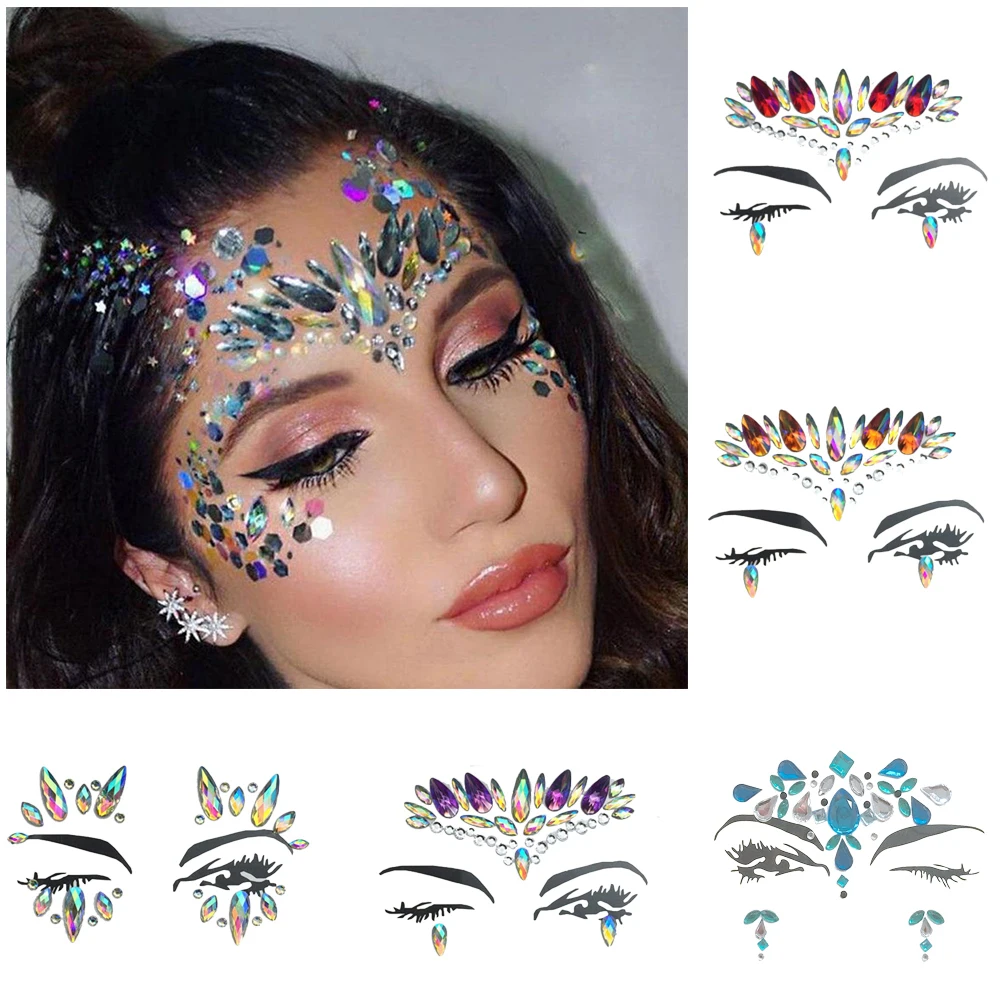

1 Sheet Handpicked Bohemia Tribal Style 3D Crystal Sticker Face And Eye Jewels Forehead Party DIY Decor Temporary Tattoo Sticker