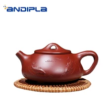 200 ml фиолетовая глина yixing каменный Совок Чай горшок здоровья сырья или Dahongpao грязи рельеф рыбок Zisha кружка, сосуды для питья Чёрный чай чайник