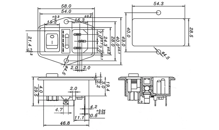 Высокое качество Черный Красный 10A AC 250V 3 Клеммная розетка с держателем предохранителя